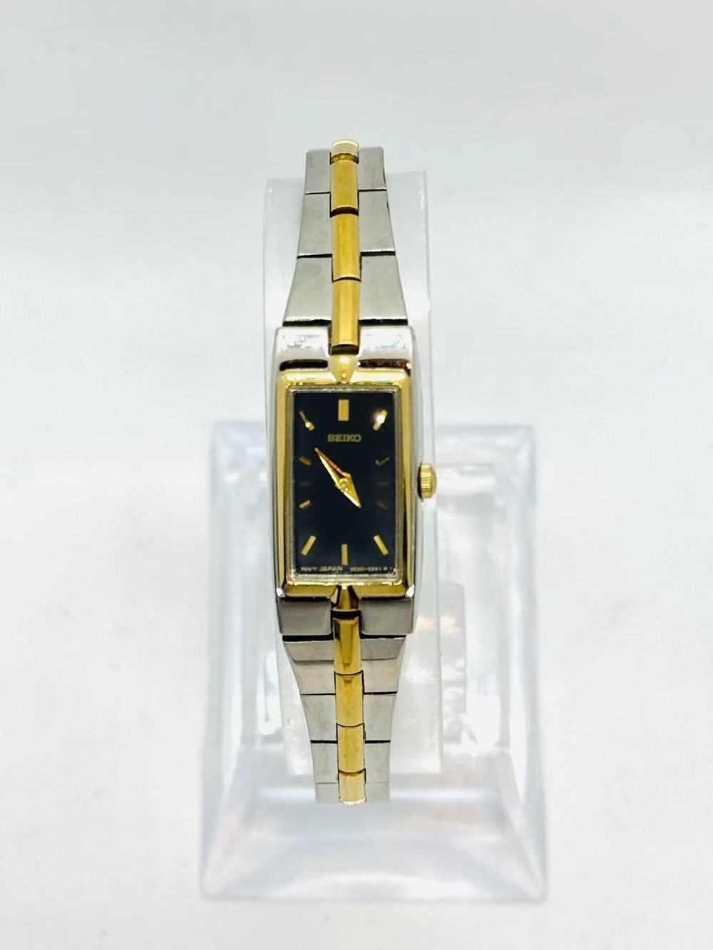 Vintage Seiko Women’s Quartz Watch Two-Tone 12mm Black Dial New Battery Runs